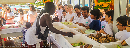 School Children of St.Barths given a tour of the market
